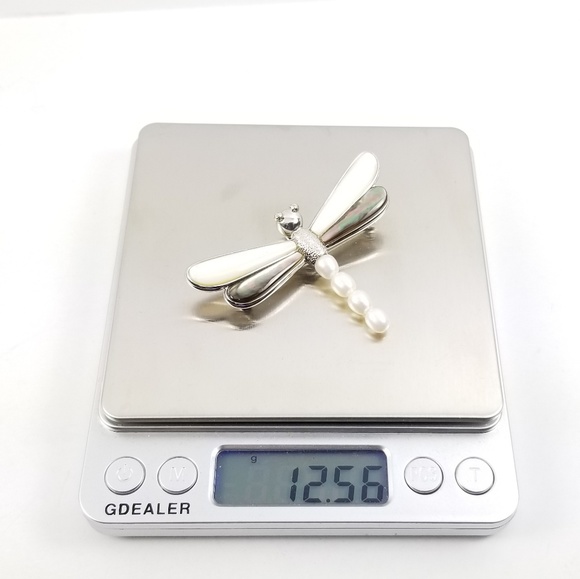 Sterling Mother of Pearl Dragonfly Pin/Pendant - Picture 4 of 8